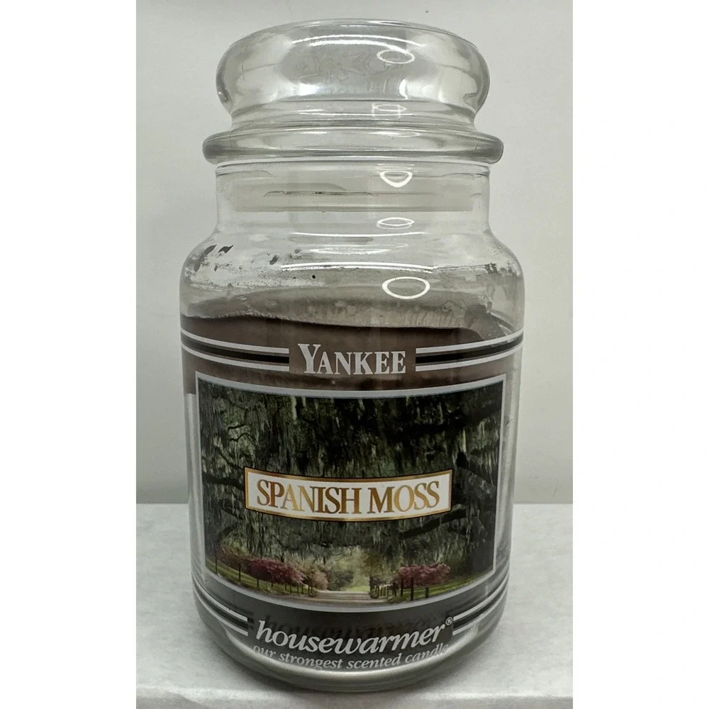 Yankee Candle Retired SPANISH MOSS Housewarmer Black Band Discontinued 60% Full